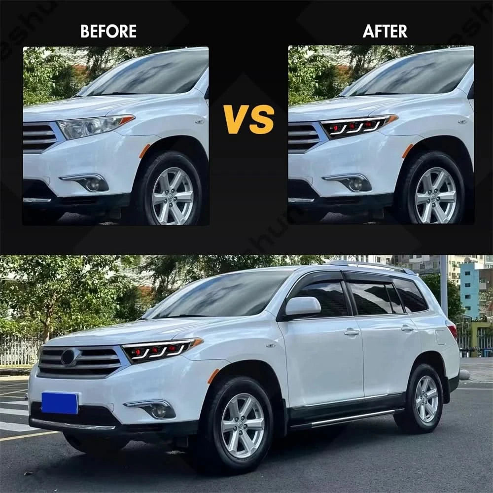 LED Headlight Assembly with Sequential Turn Signals & DRL – Toyota Highlander (2011–2014)