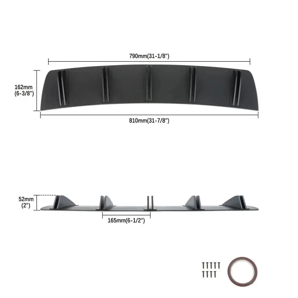 Universal 5-Fin Rear Bumper Diffuser – Shark Style Lower Lip Splitter (ABS)