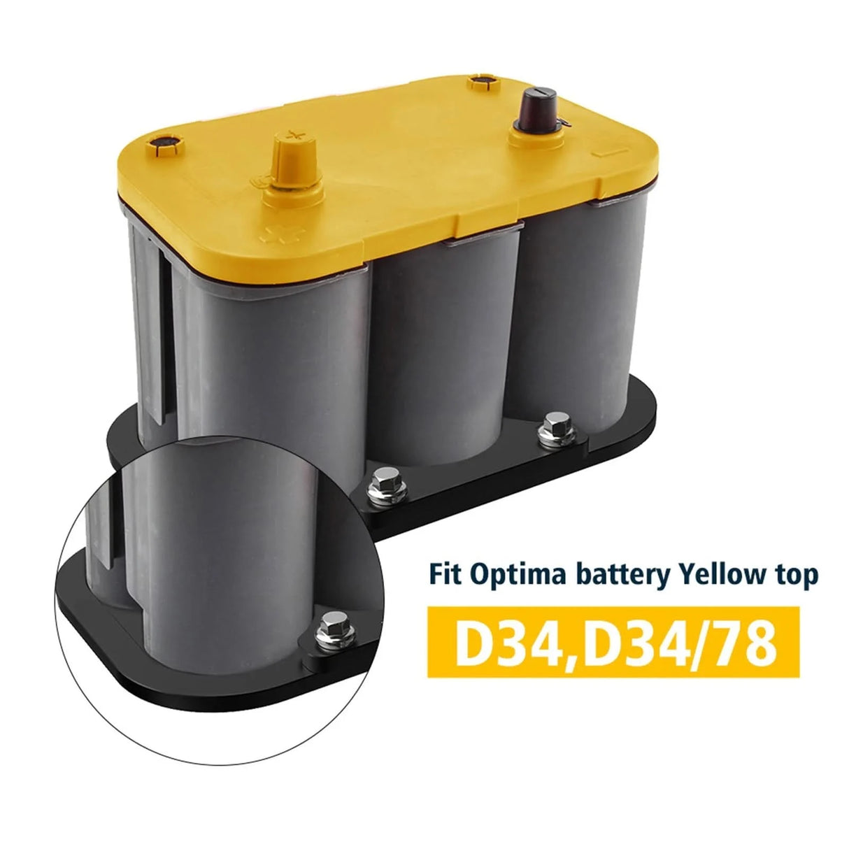 CNC 6061-T6 Aluminum Battery Relocation Tray & Hold Down – Universal 34/78 Size (Anodized Black)