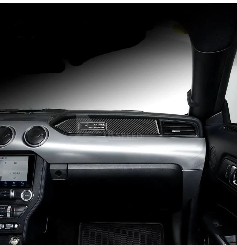Ford Mustang Carbon Fiber Dashboard Trim Strips – Interior Accent Set (2015–2022, LHD)