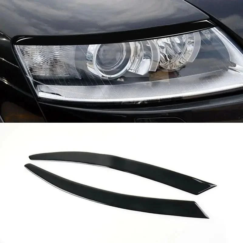 Audi A6 C6 Headlight Eyebrow Trim – Piano Black Eyelid Covers (2004–2009)