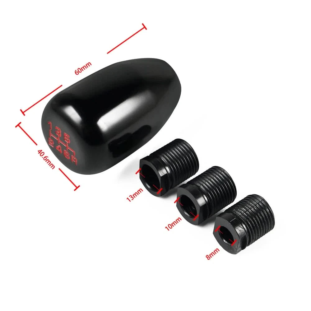 Universal 6-Speed Aluminum Shift Knob – CNC Machined with 8mm, 10mm & 12mm Adapters