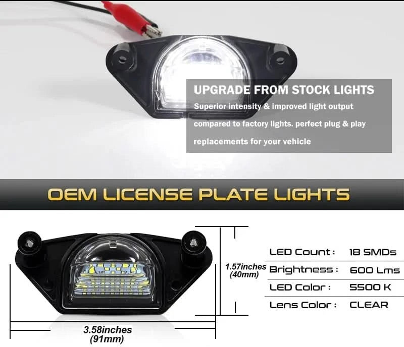 LED License Plate Light Assembly – OEM-Fit White Upgrade (GM & Pontiac Applications, Pair)