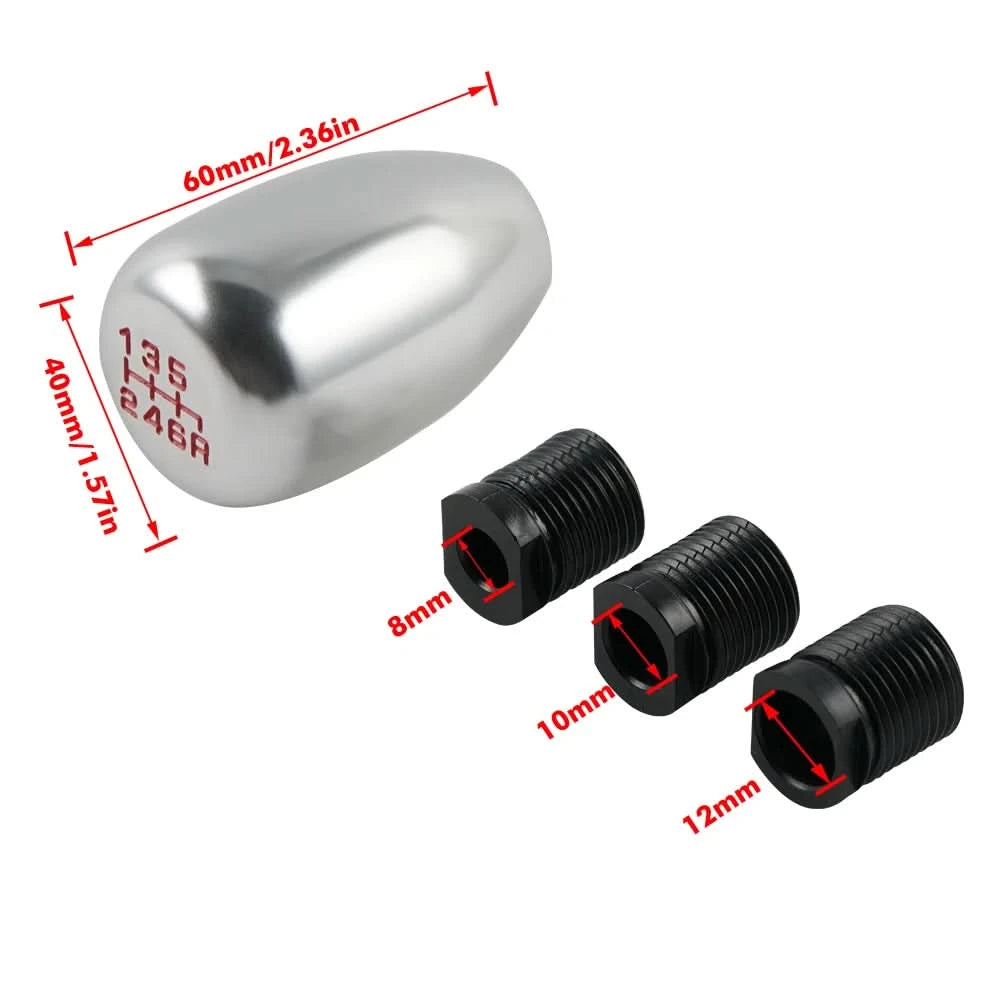 Universal 6-Speed Aluminum Shift Knob – CNC Machined with 8mm, 10mm & 12mm Adapters