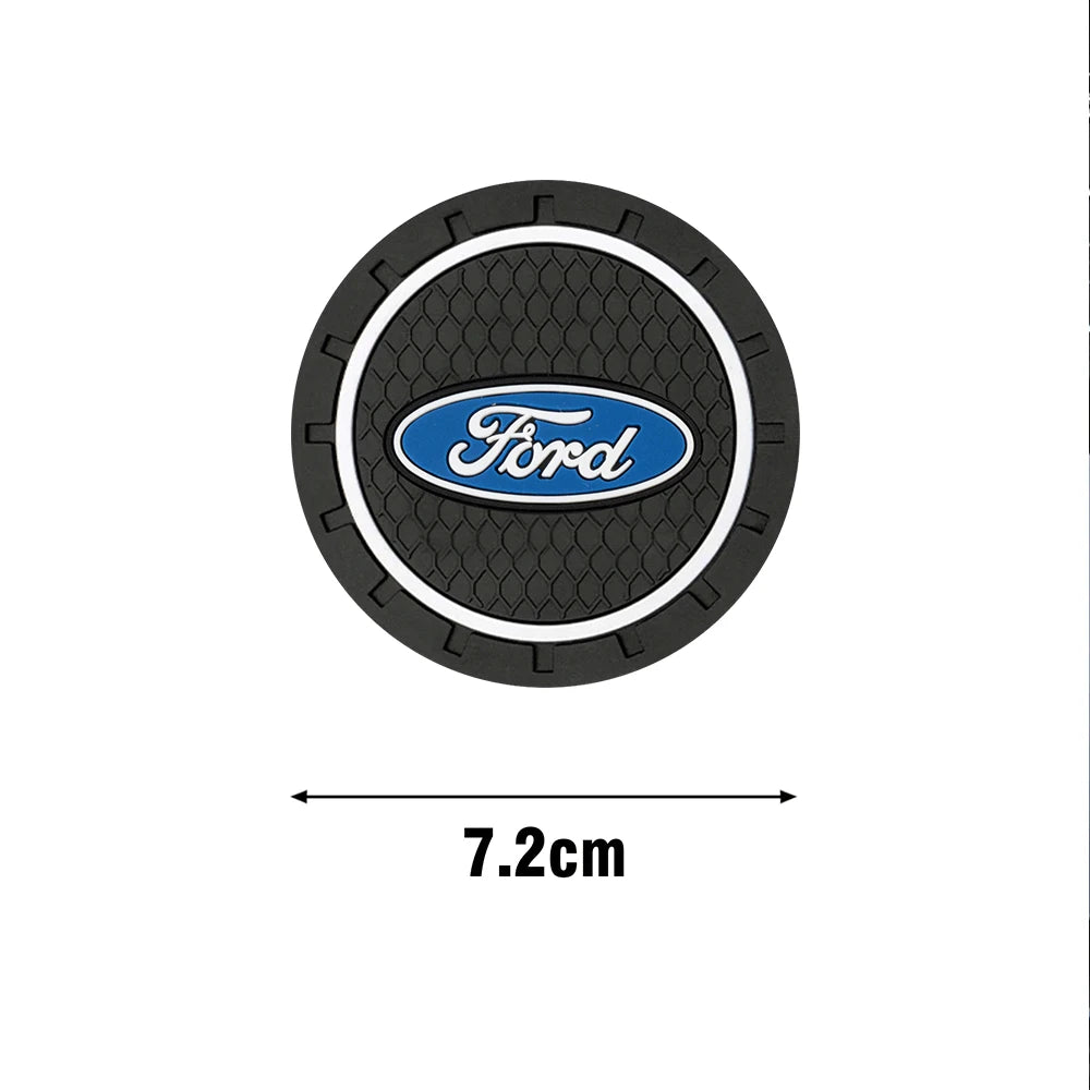 Ford Silicone Anti-Slip Car Coaster / Cup Mat for Focus MK2 / MK3 / MK4 / MK5, Fiesta MK7, Mondeo MK4 & Fusion (1-2 Piece Set)
