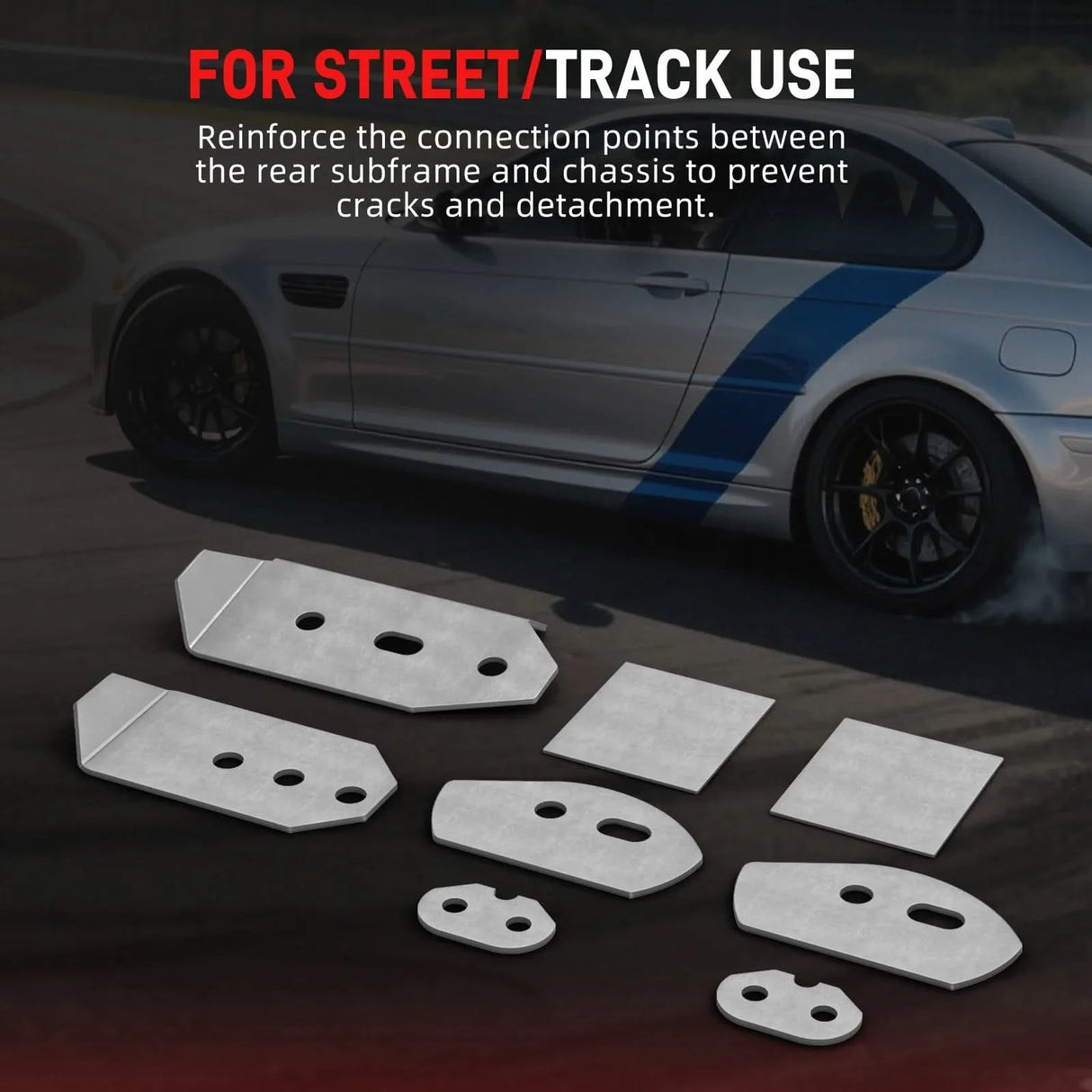 Rear Subframe Reinforcement Plate Kit for BMW E46 (1999-2006) Steel Chassis Reinforcement – Street & Track Use