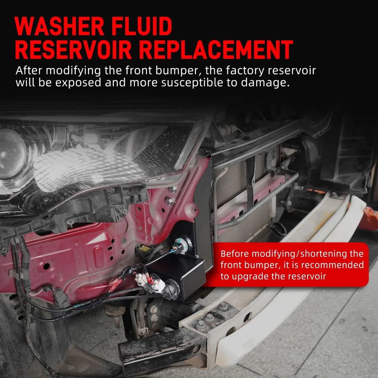 Aluminum Washer Fluid Reservoir Relocation Kit – Toyota 4Runner (2014–2024)