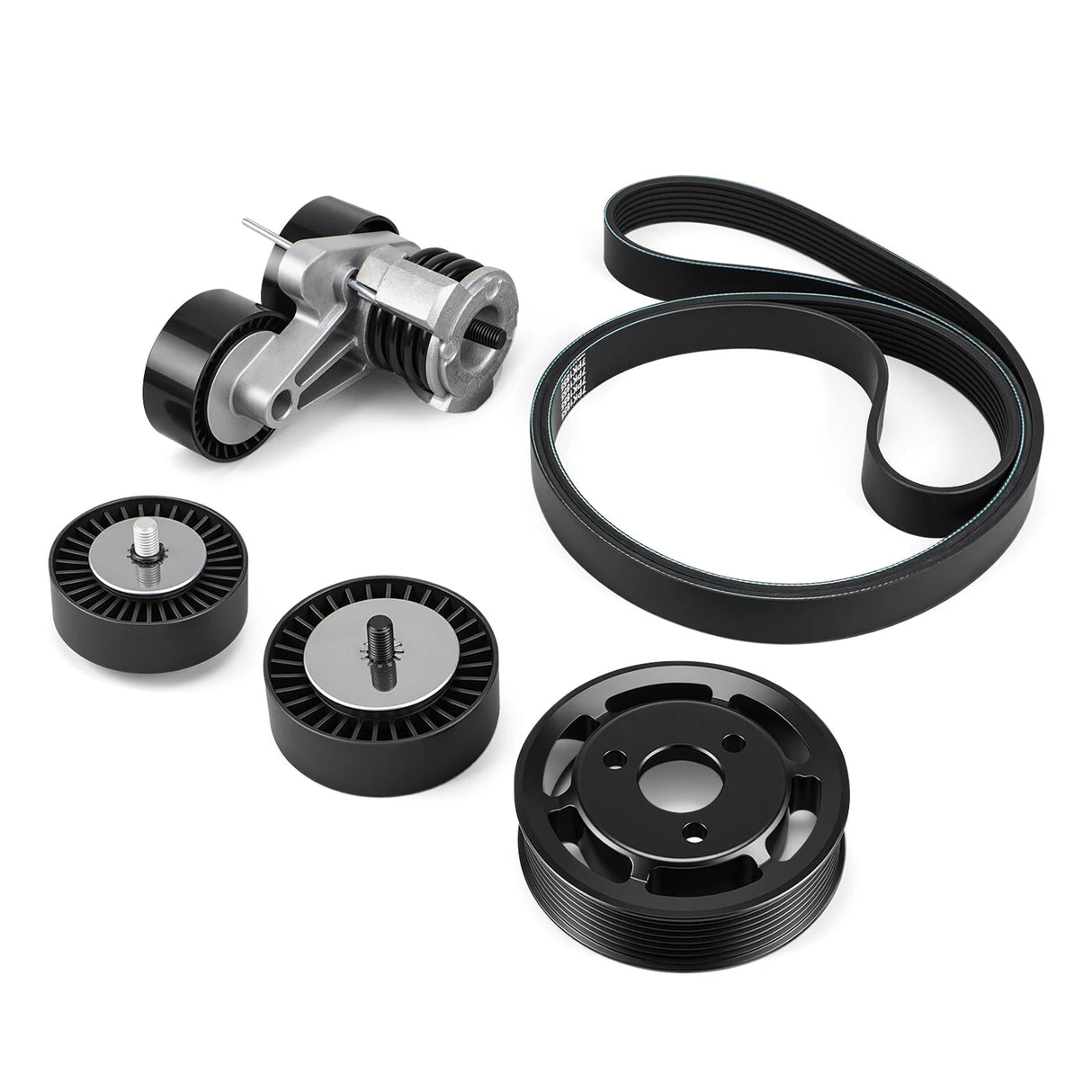 BMW N54 Engine Drive Belt Tensioner & Idler Pulley Kit with Billet Aluminium Power Steering Pulley for E82 / E88 135i & E90 / E91 / E92 / E93 335i / 335xi 2007 - 2010