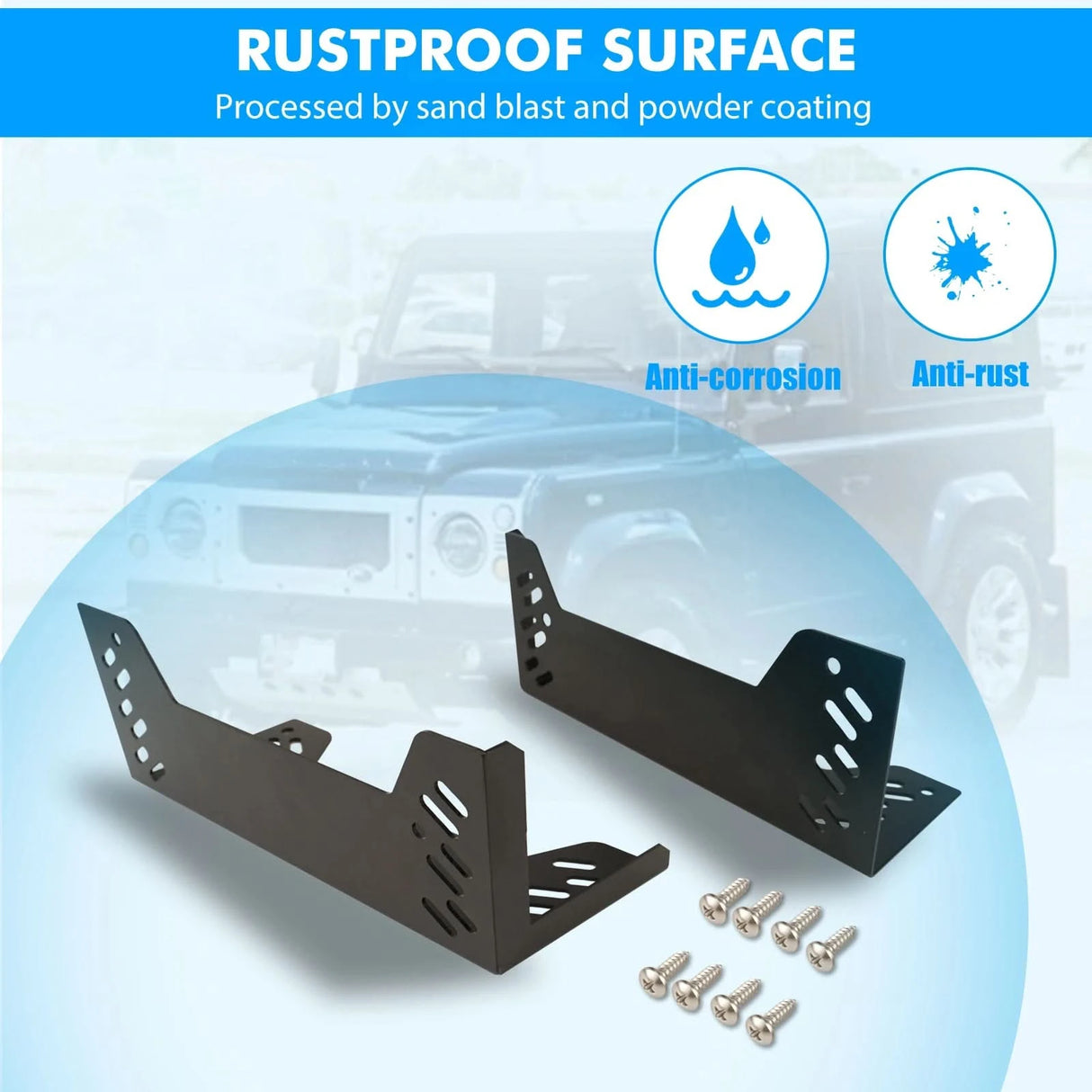 Steel Seat Box Corner Carpet Protectors (Pair) – Defender 1987+ | Interior Scuff & Impact Guards