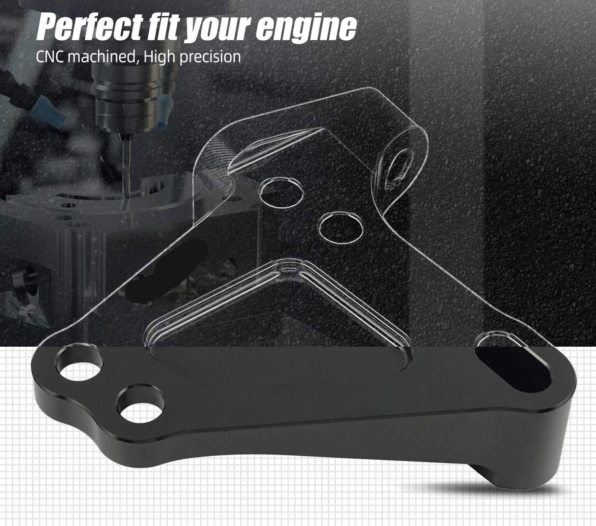 Honda Civic Si / CR-V / K-Swap K20 K24 Black Billet Aluminum K-Series Engine Block Bracket Passenger Side 2002 - 2006