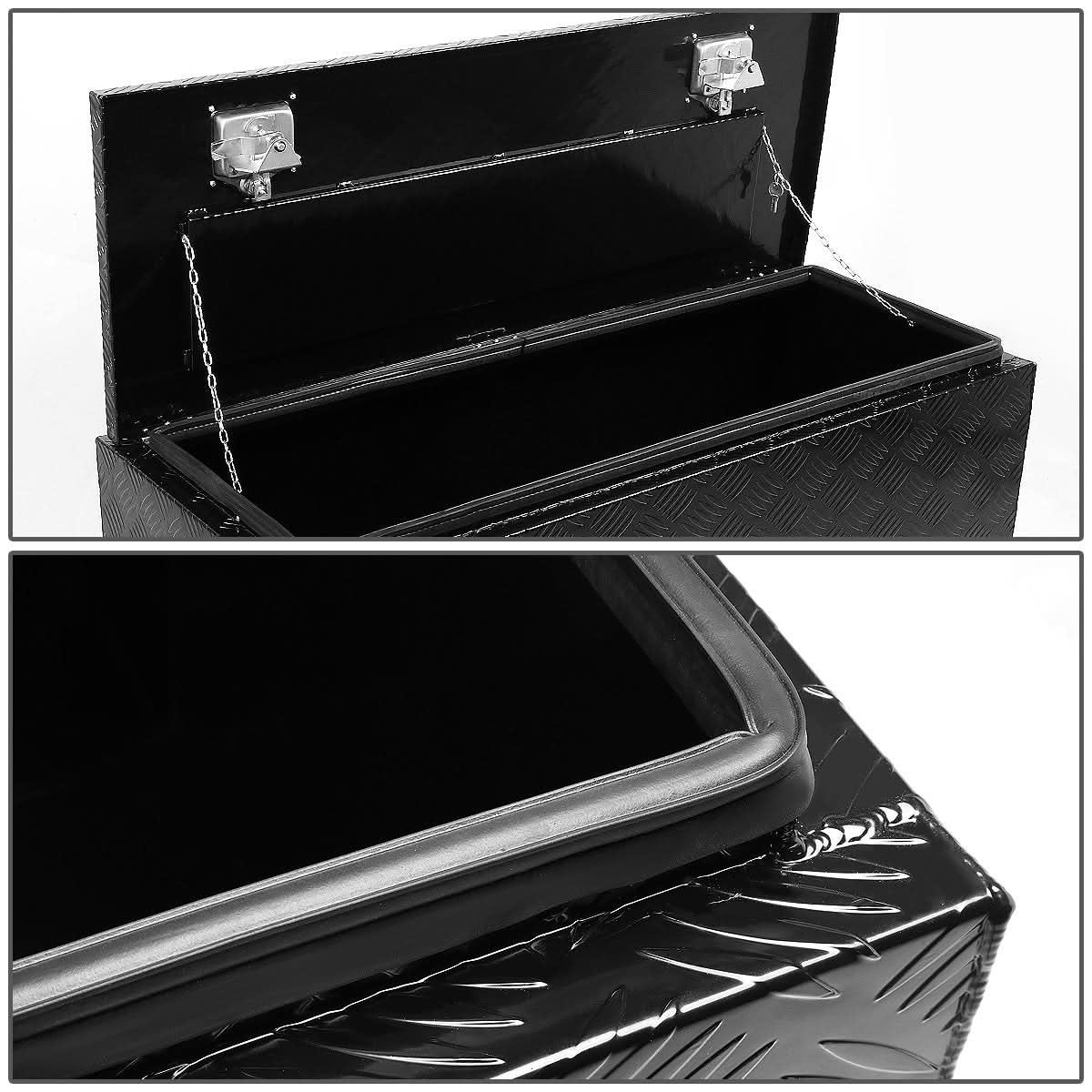 Universal Truck Trailer Tool Box w/ Lock 42x18x17 Aluminum Black