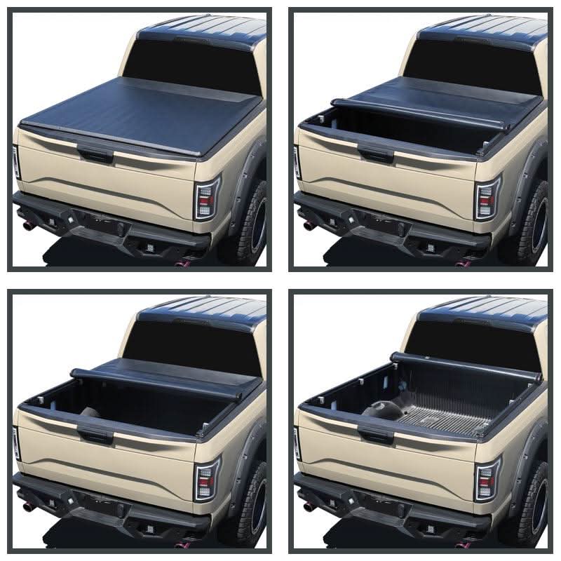 Spec-D Tonneau Cover Ford F150 (1997-2019) Roll Up Vinyl w/ Light