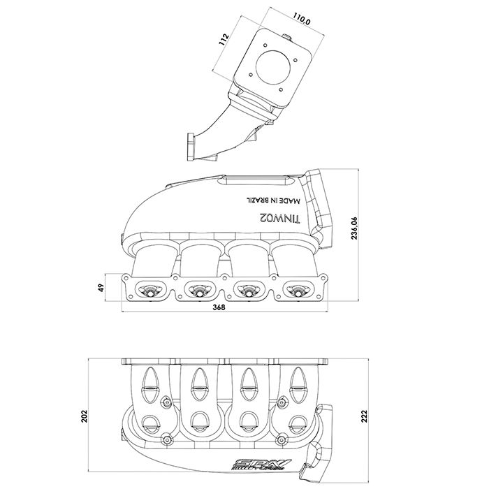 Cast Aluminum Intake Manifold for transverse VW/AUDI 1.8T with 8 injectors Fuel Rail Kit (left side OEM throttle)