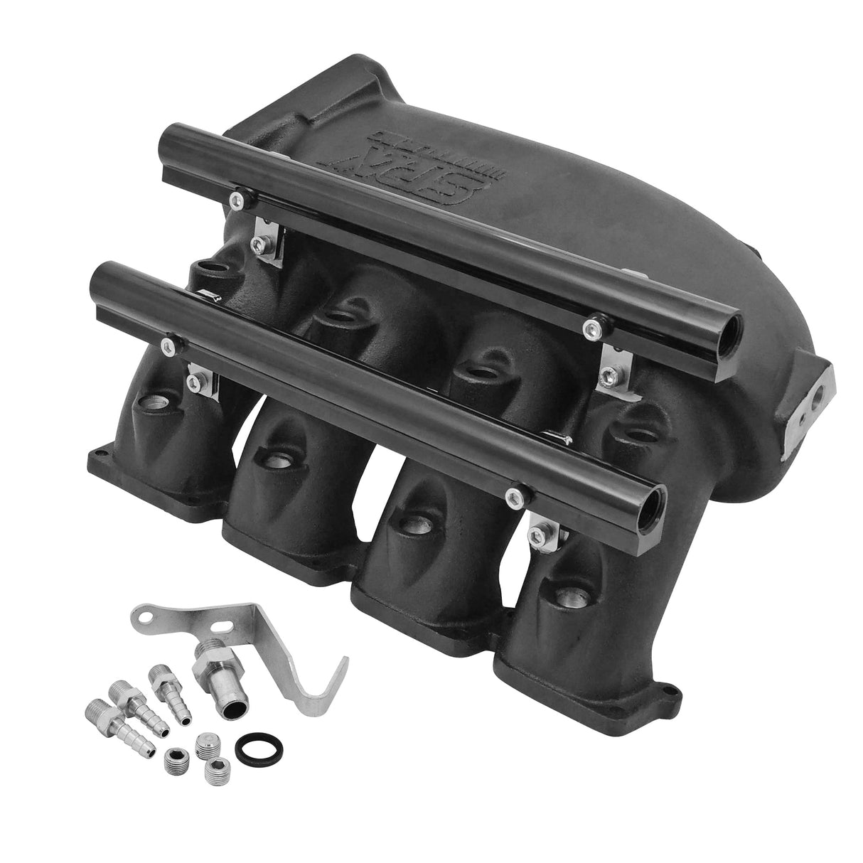 Cast Aluminum Intake Manifold for transverse VW/AUDI 1.8T with 8 injectors Fuel Rail Kit (left side OEM throttle) -  Black - PRE SALE