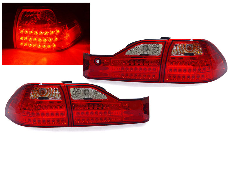 2001-2002 Honda Accord 4d Depo Red/Clear Led Tail Lights