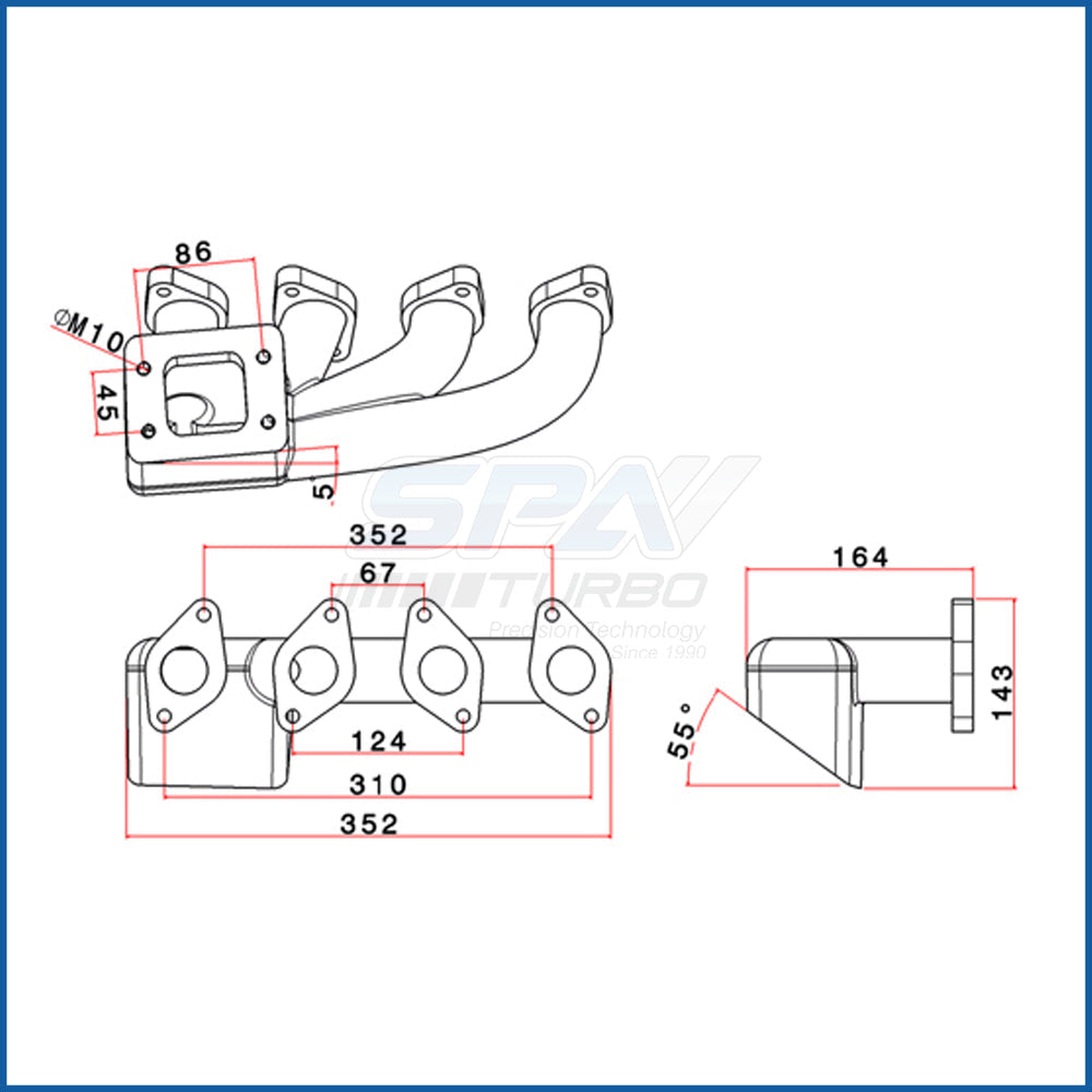 Chevy Euro C20NE longitudinal T3 turbo manifold