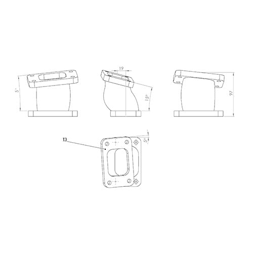 T3 cast iron flange turbocharger manifold exhaust relocation/adapter