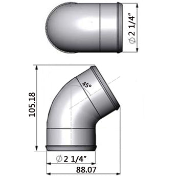 2.25†tight radius 45° elbow intake pipe