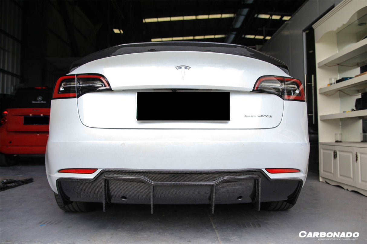 2017-2023 Tesla Model 3 VRS Style Carbon Fiber Rear Lip Diffuser