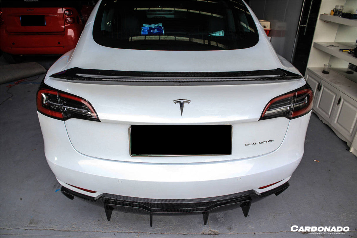2017-2023 Tesla Model 3 VRS Style Carbon Fiber Rear Lip Diffuser
