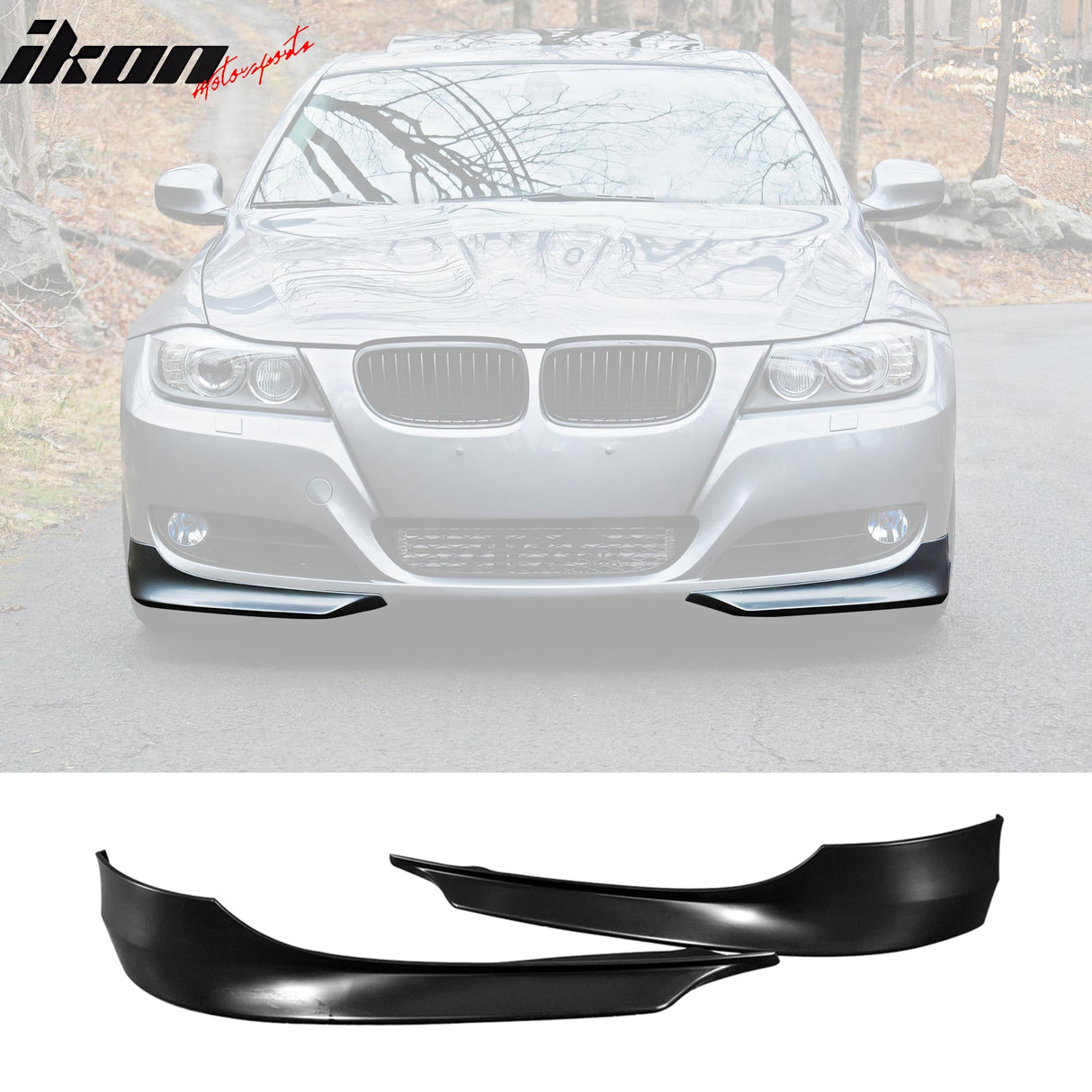 Fits 09-12 BMW E90 328I 335 2 Piece Front Bumper Lip PP + Splitter PU