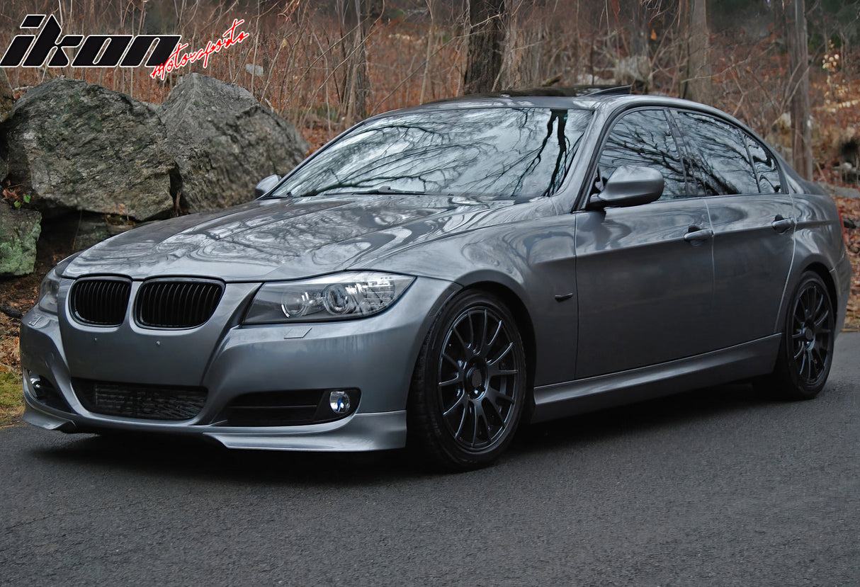 Fits 09-12 BMW E90 328I 335 2 Piece Front Bumper Lip PP + Splitter PU