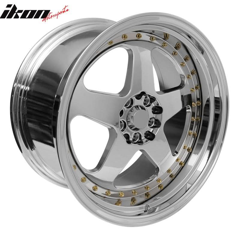 (4) 18X9.0 +30 5X100 / 5X114.3 Step Lip 5 Spoke Wheels Rims - Chrome