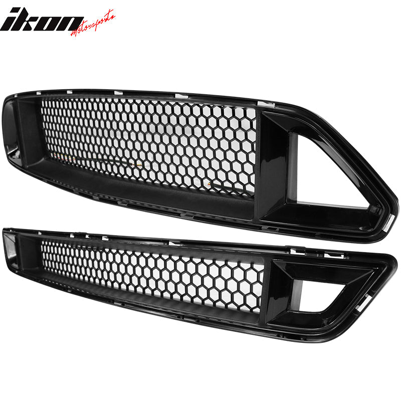 2015-2017 Ford Mustang Front Upper Mesh Grille Smoked DRL Turn Signal