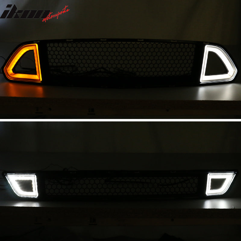 2015-2017 Ford Mustang Front Upper Mesh Grille Smoked DRL Turn Signal