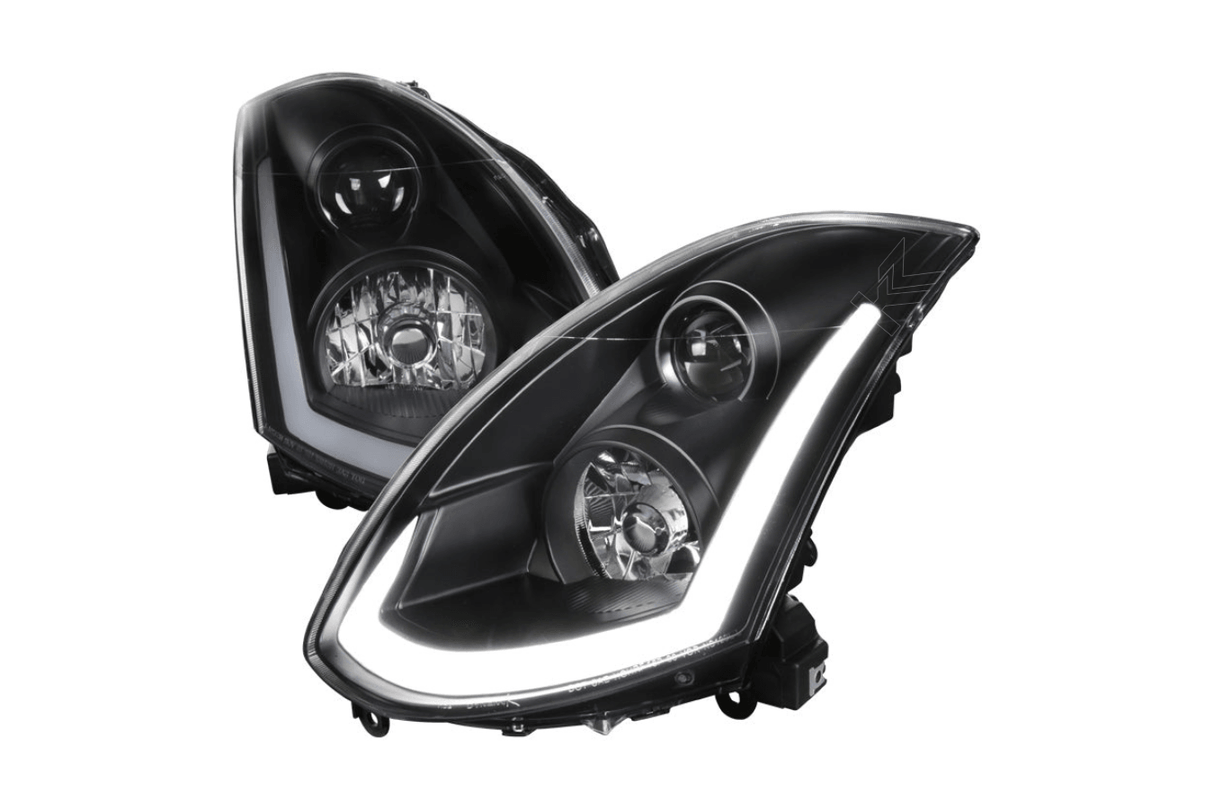 Infiniti G35 Coupe Projector Headlights with Sequential Signal - Black / Chrome / Smoked (2003 - 2007)