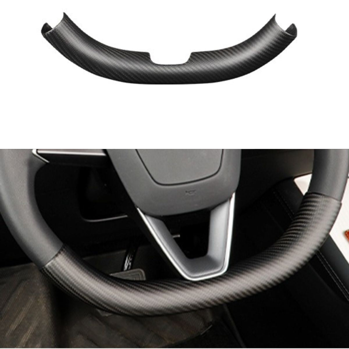 Upper / Lower Cover Steering Wheel Accessories for Tesla Model 3 / Y - Carbon Fiber Interior Mods