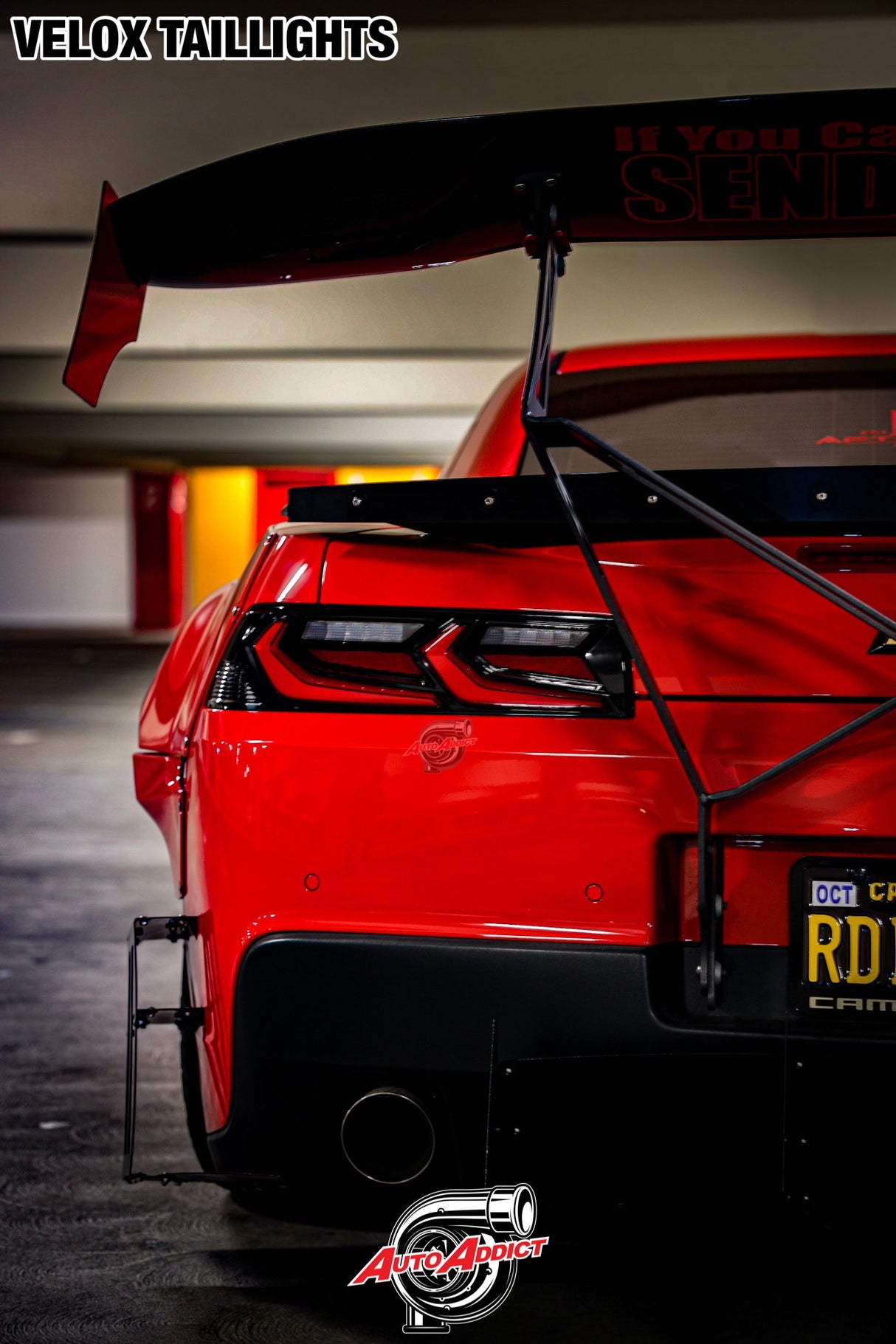 2014-2015 CHEVY CAMARO VELOX LED TAILLIGHTS GLOSS BLACK/RED LENS