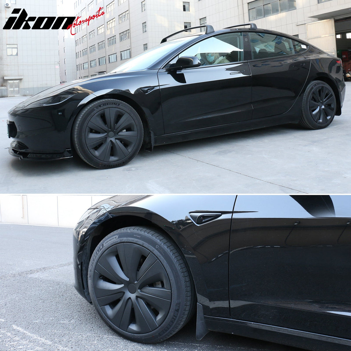 2024-2025 Tesla Model 3 18'' S Style Wheel Covers Hubcap Matte Black