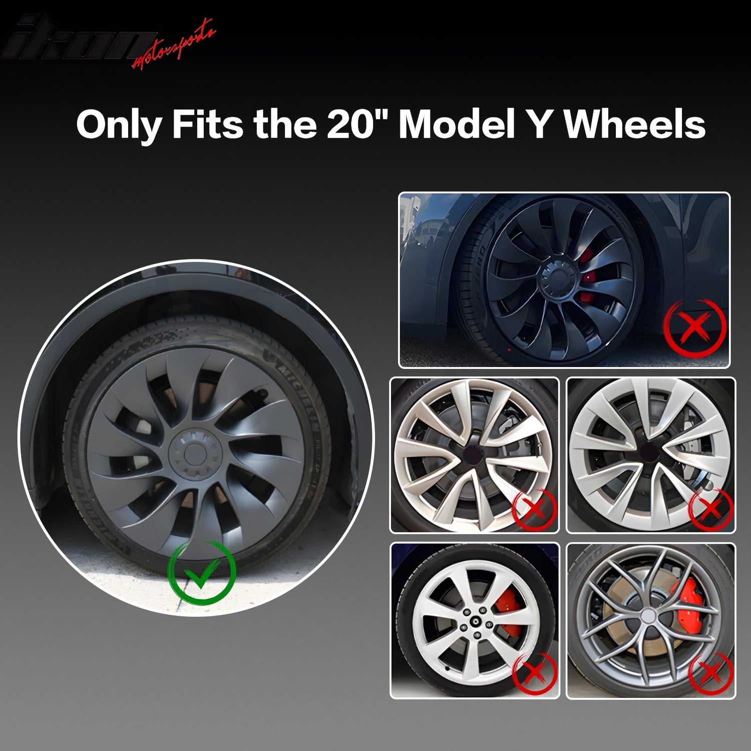 2020-2024 Tesla Model Y 20'' Matte Black V1 Hubcap Wheel Cover Rim ABS