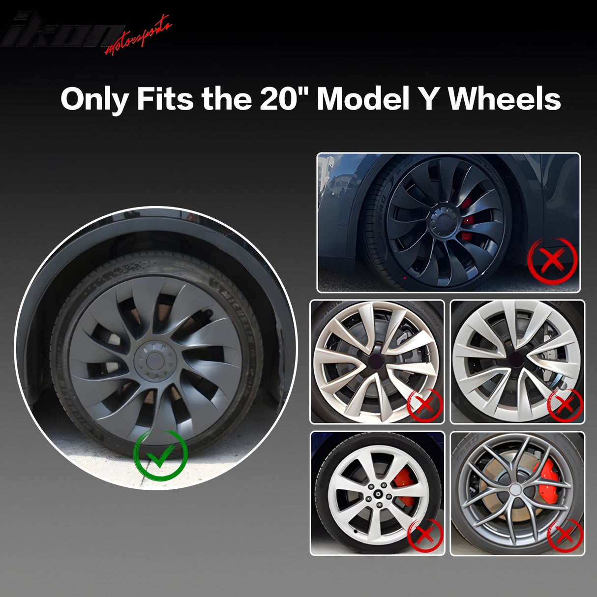 2020-2024 Tesla Model Y 20'' Matte Black V1 Hubcap Wheel Cover Rim ABS