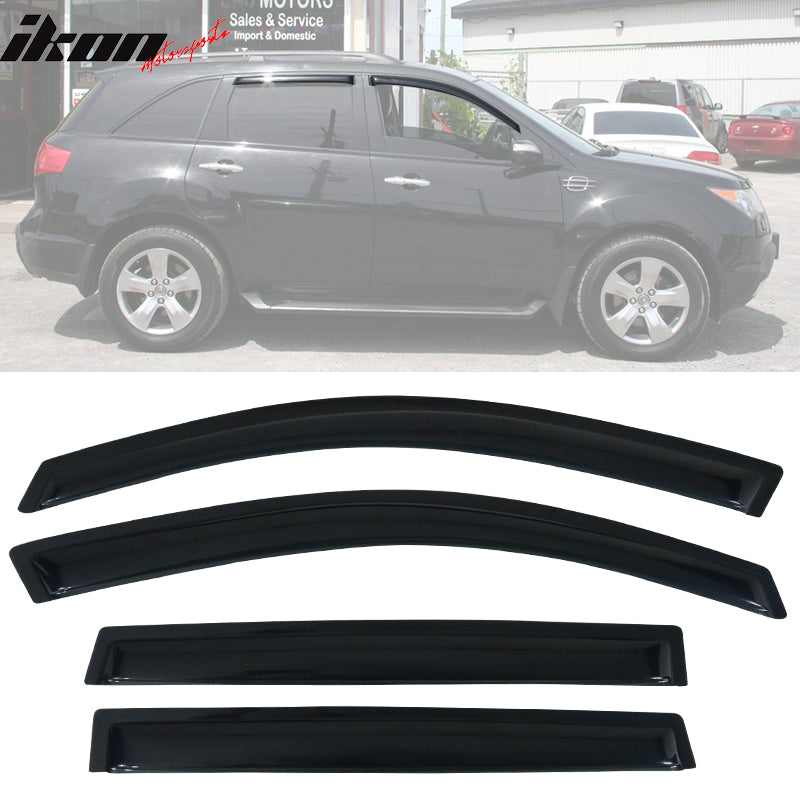 2007-2013 Acura MDX Visor Windows Rain Guard Acrylic Slim Style Smoke