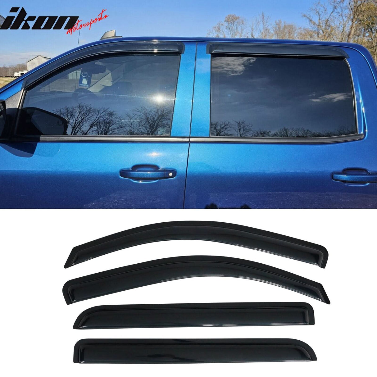 2014-2019 Chevrolet Silverado GMC Sierra Crew Cab Slim Window Visor
