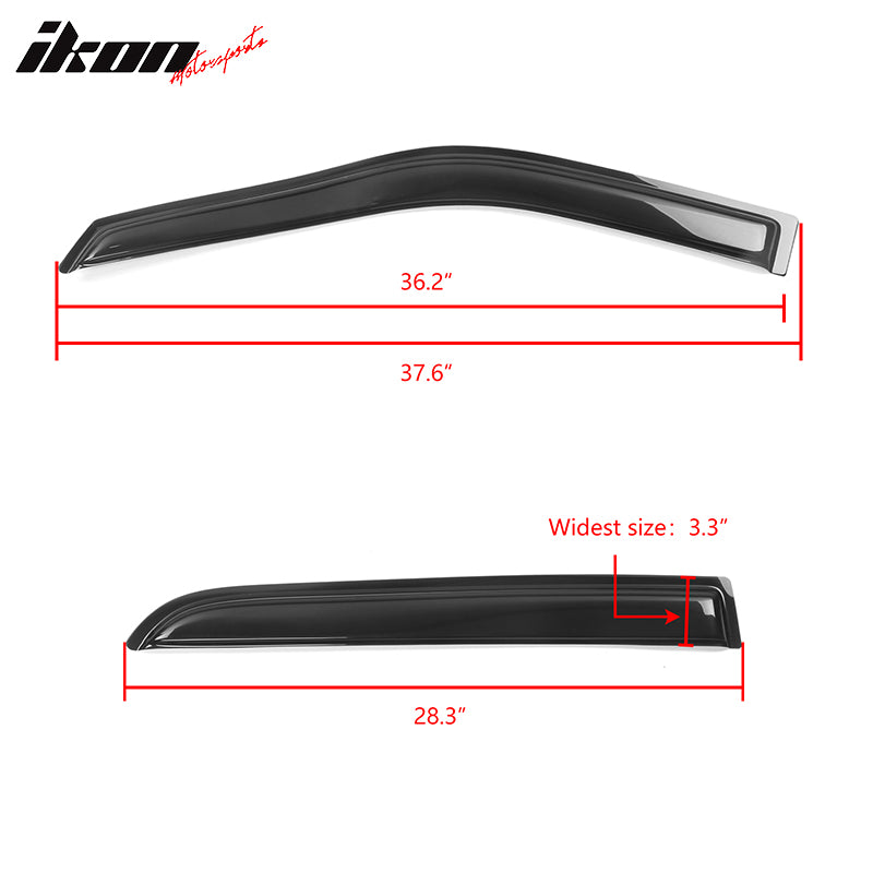 2009-2024 Dodge Ram 1500 Crew Slim Smoke Tinted Window Visor Acrylic