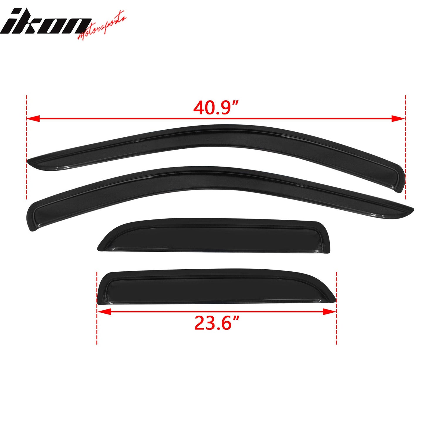 2002-2009 Dodge Ram Visor Windows Acrylic Slim Style Smoke Tinted 4PC