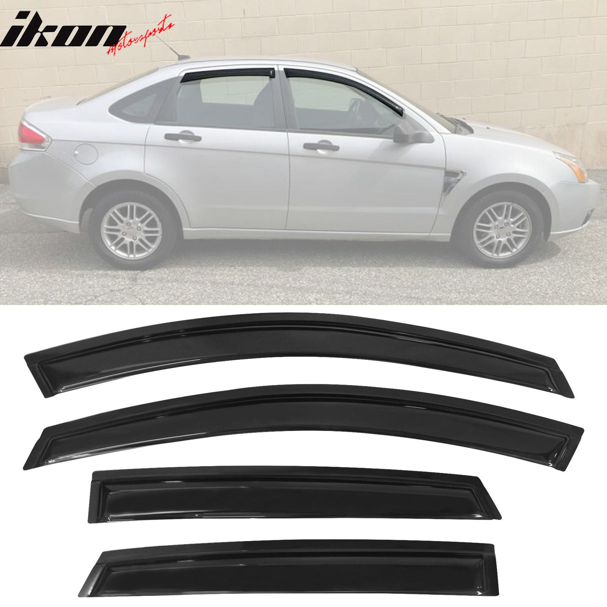 2008-2011 Ford Focus 4Door Acrylic 4PC Tape On Window Visors Guard
