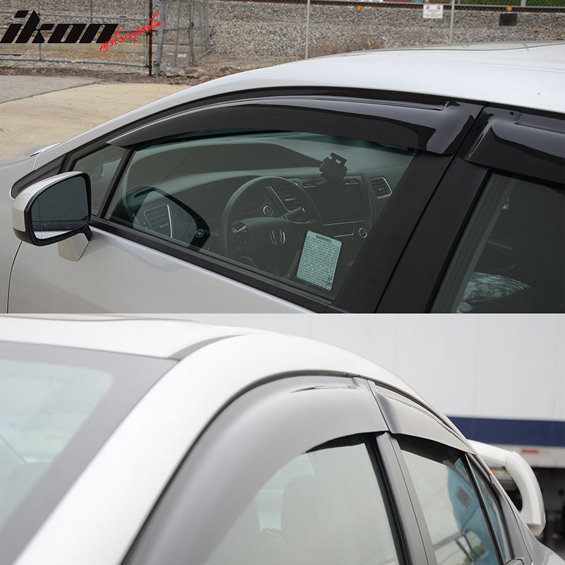 2012-2015 Honda Civic 4Door Sedan Acrylic 4PC Tape On Window Visors