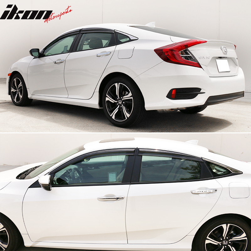 2016-2021 Honda Civic X 10th Gen Roof Spoiler MUG Window Visor Chrome