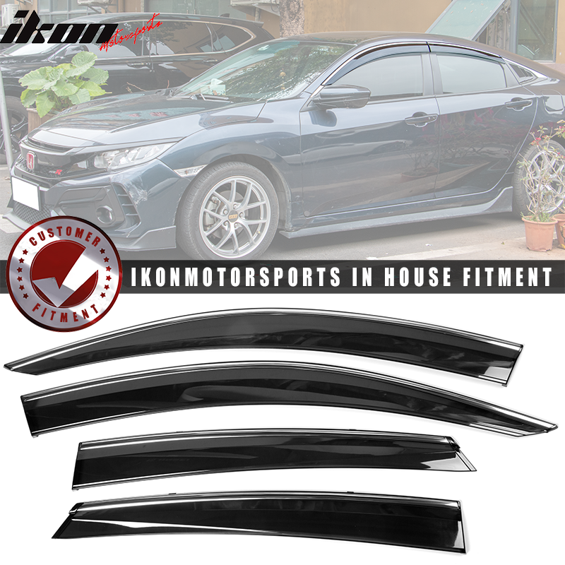 2016-2021 Honda Civic X 10th Gen OE Roof Spoiler + Window Visors ABS