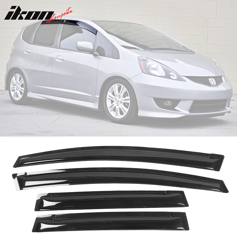 2009-2014 Honda Fit Window Visors Slim Style Smoke Rains Guards Acryli