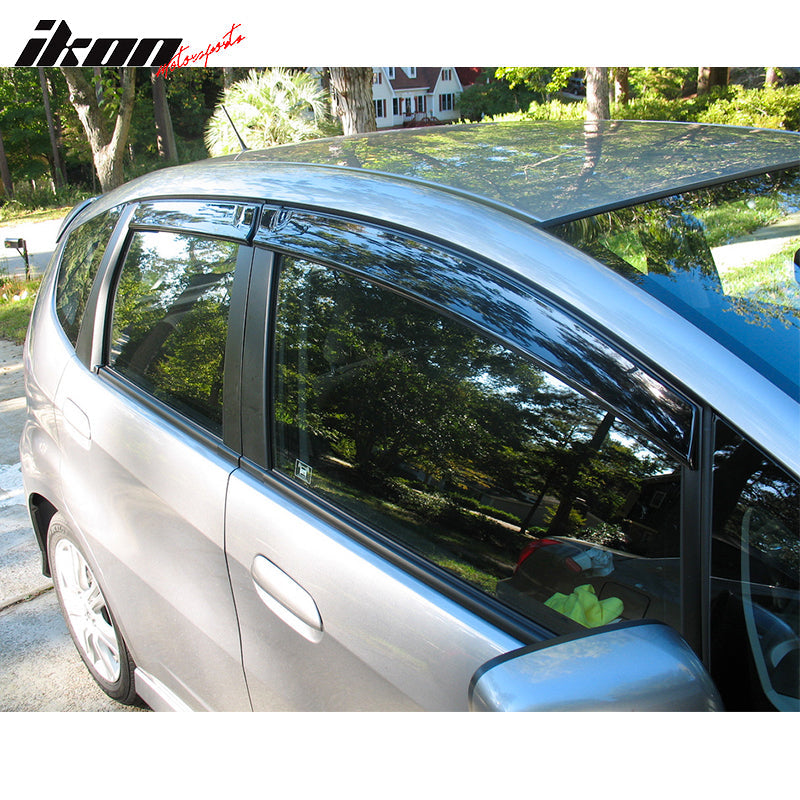 2009-2014 Honda Fit Window Visors Slim Style Smoke Rains Guards Acryli
