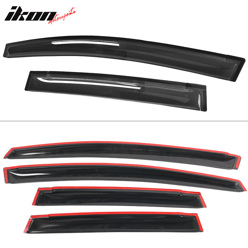 2009-2014 Honda Fit Window Visors Slim Style Smoke Rains Guards Acryli