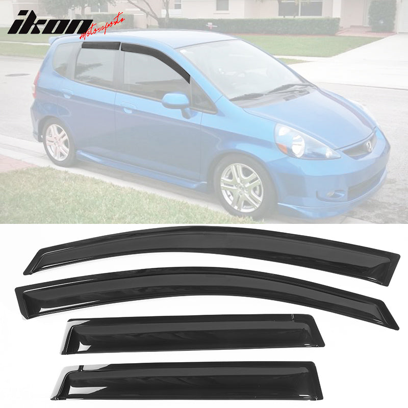 2007-2008 Honda Fit Window Visor Slim Style Smoke Tinted Acrylic