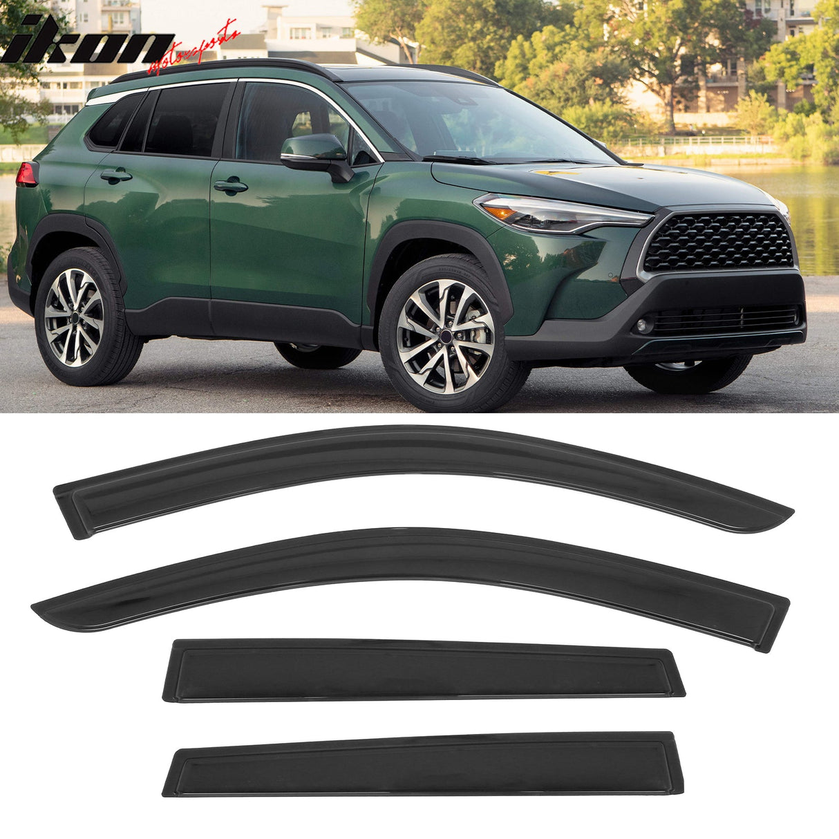 2022-2025 Toyota Corolla Cross 4PCS Tape on Window Visors Sun Guards