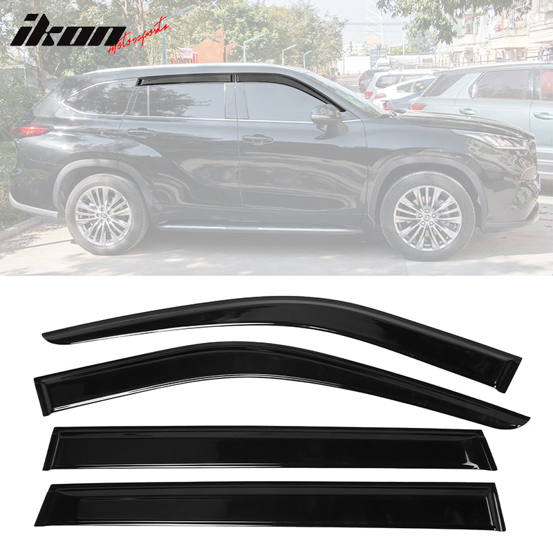 2020-2024 Toyota Highlander PC Side Window Visors w/ Chrome Trim 4PCS