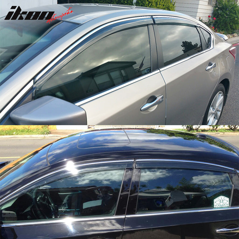 2013-2018 Nissan Altima Slim Style Window Visor Chrome Trim Acrylic
